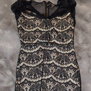 Black & Tan Lace Overlay Fire Los Angeles Dress Size Medium
